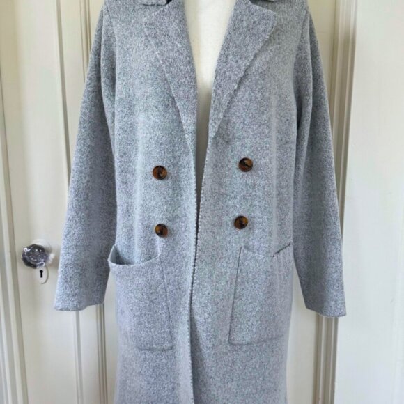 PINK CLOVER Grey Long Cardigan Coatigan Size M - Picture 3 of 14